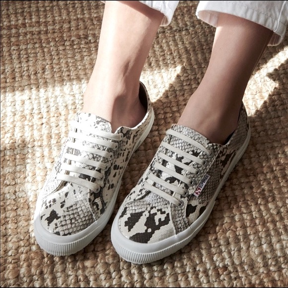 Superga Shoes - NWOT Superga Faux Grey Snakeskin Sneakers 2750